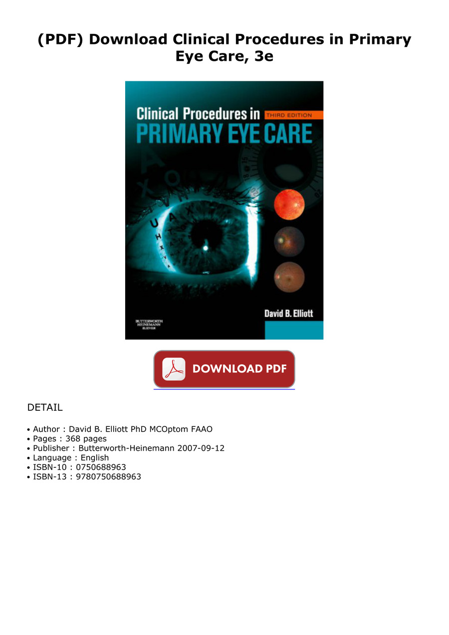 (PDF) Download Clinical Procedures in Primary Eye Care, 3e by gefolt