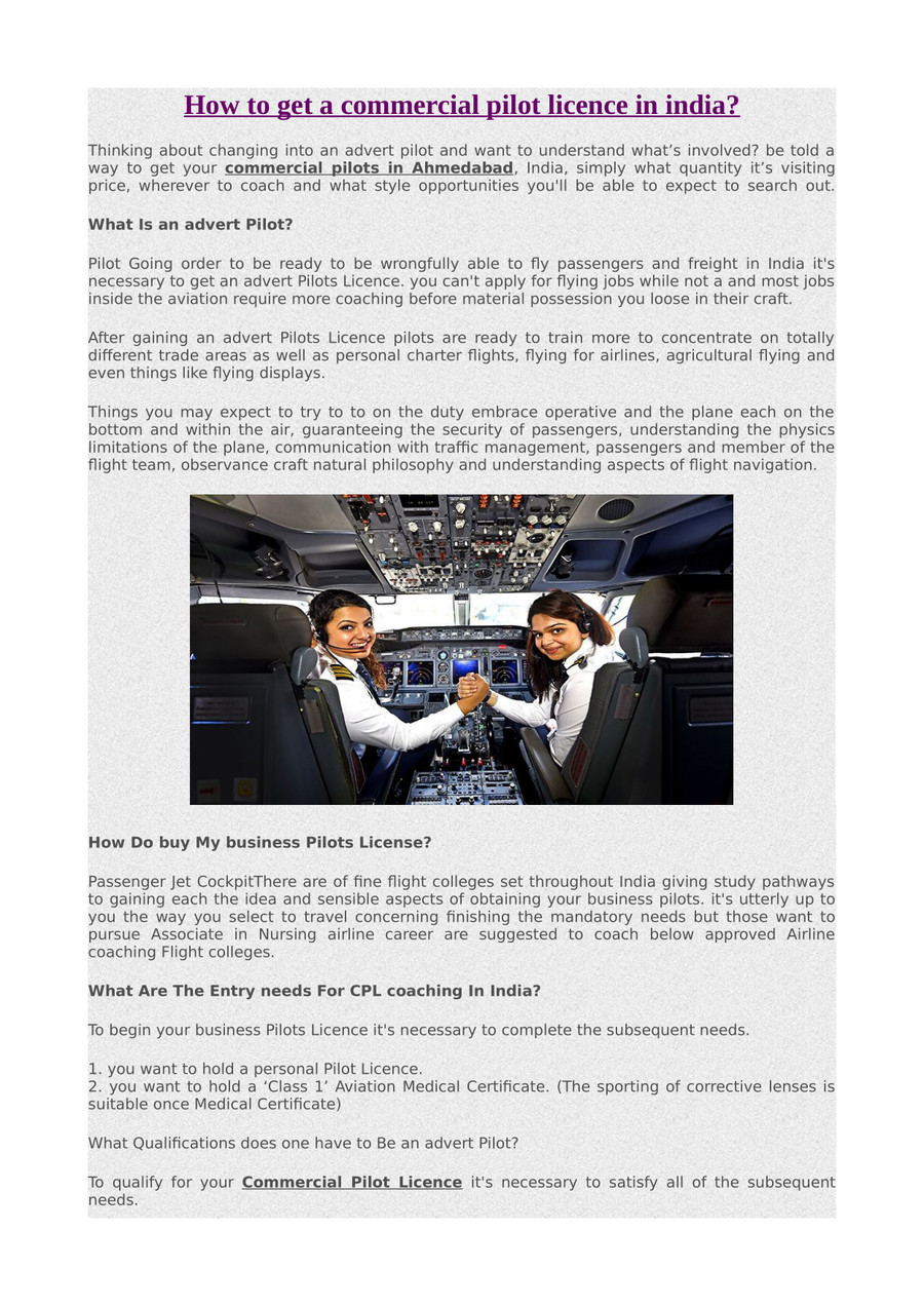 How to get a commercial pilot licence in india? by ...