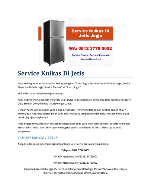 Terpercaya!!! WA 0812 3778 0002 Service Kulkas Di Jetis