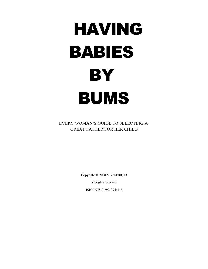 Having babies hot sale by bums book