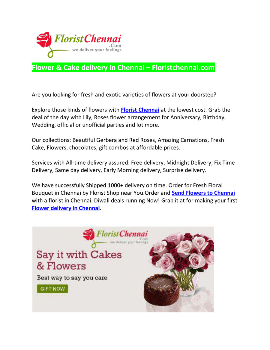 Flower and Cake delivery in Chennai by FloristChennai Flipsnack