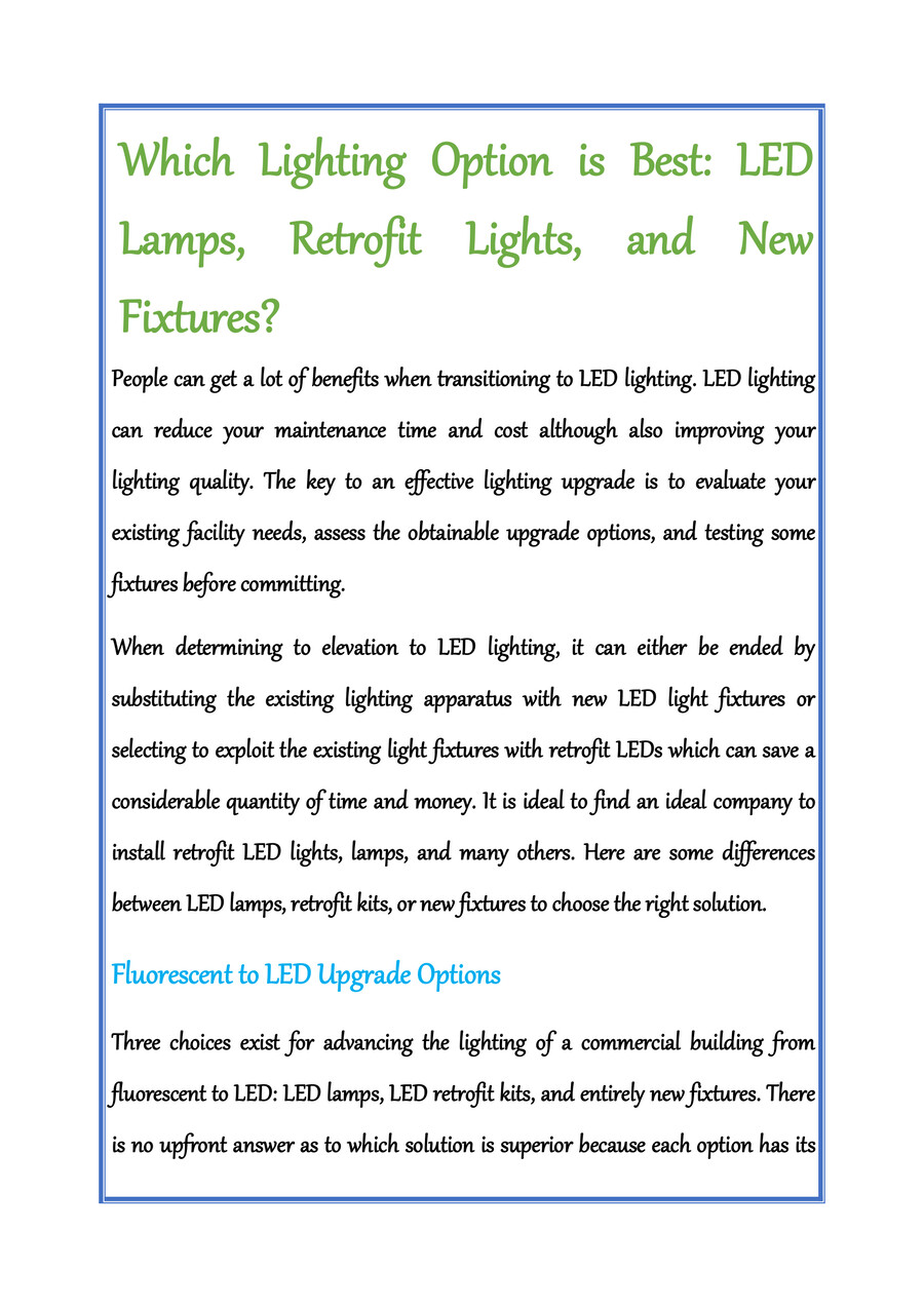 Which Lighting Option is Best LED Lamps, Retrofit Lights by ProSource ...