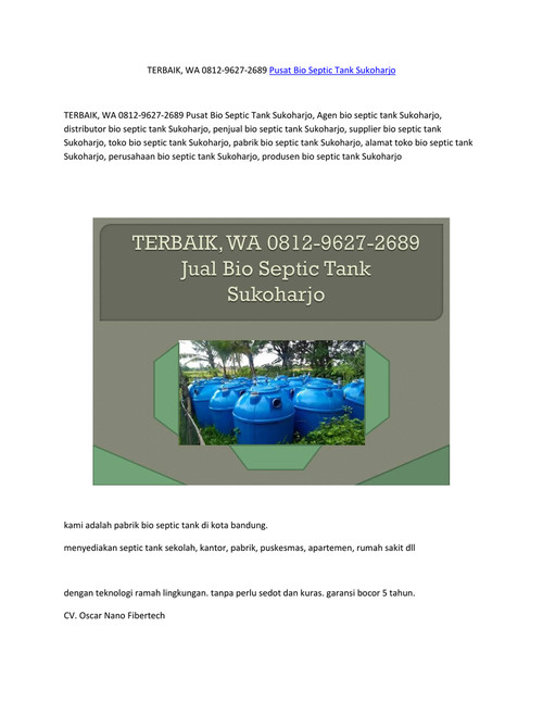 TERBAIK, WA 0812-9627-2689 Jual Bio Septic Tank Sukoharjo