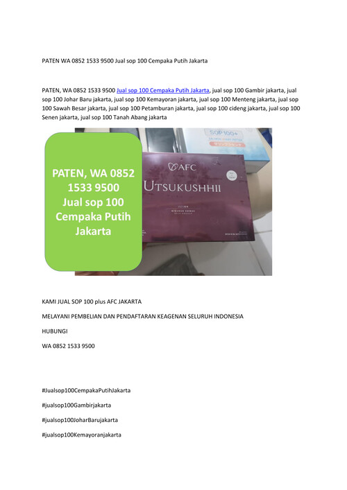 PATEN WA 0852 1533 9500 Jual sop 100 Cempaka Putih Jakarta