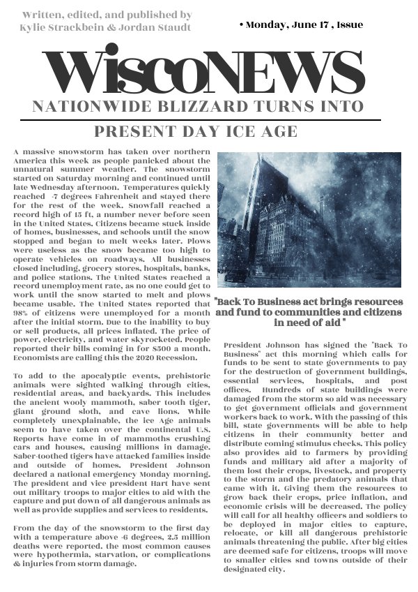 Ice Age Newspaper by Kylie Strackbein - Flipsnack
