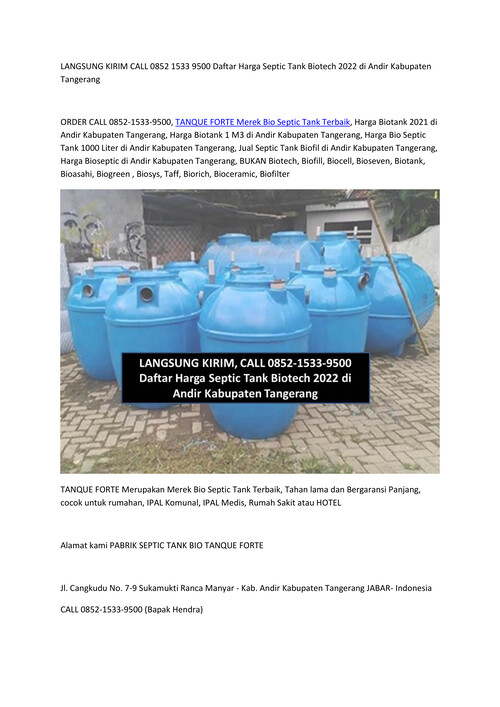 LANGSUNG KIRIM CALL 0852 1533 9500 Daftar Harga Septic Tank 