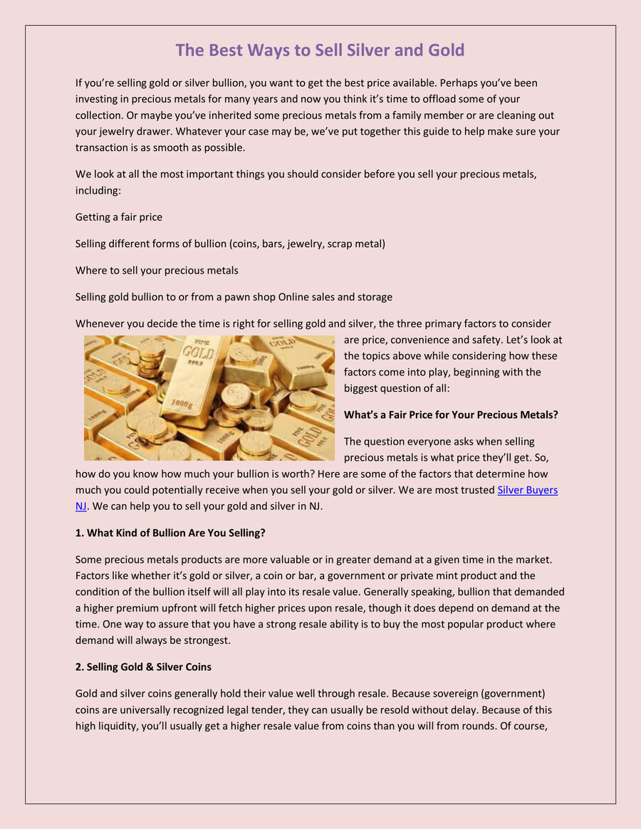 The Best Ways to Sell Silver and Gold by Lev Abramovich Flipsnack