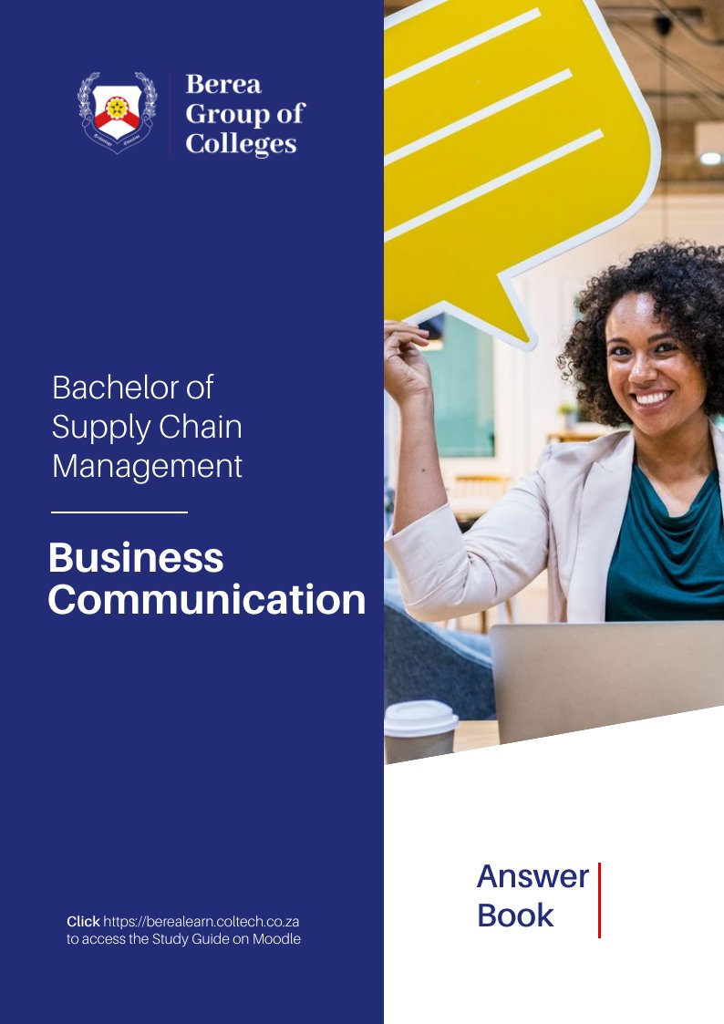 Bachelor of Supply Chain Management Business Com (Answer Book) by