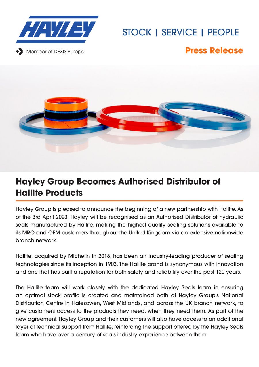 Hayley Group Becomes Authorised Distributor of Hallite Products by ...