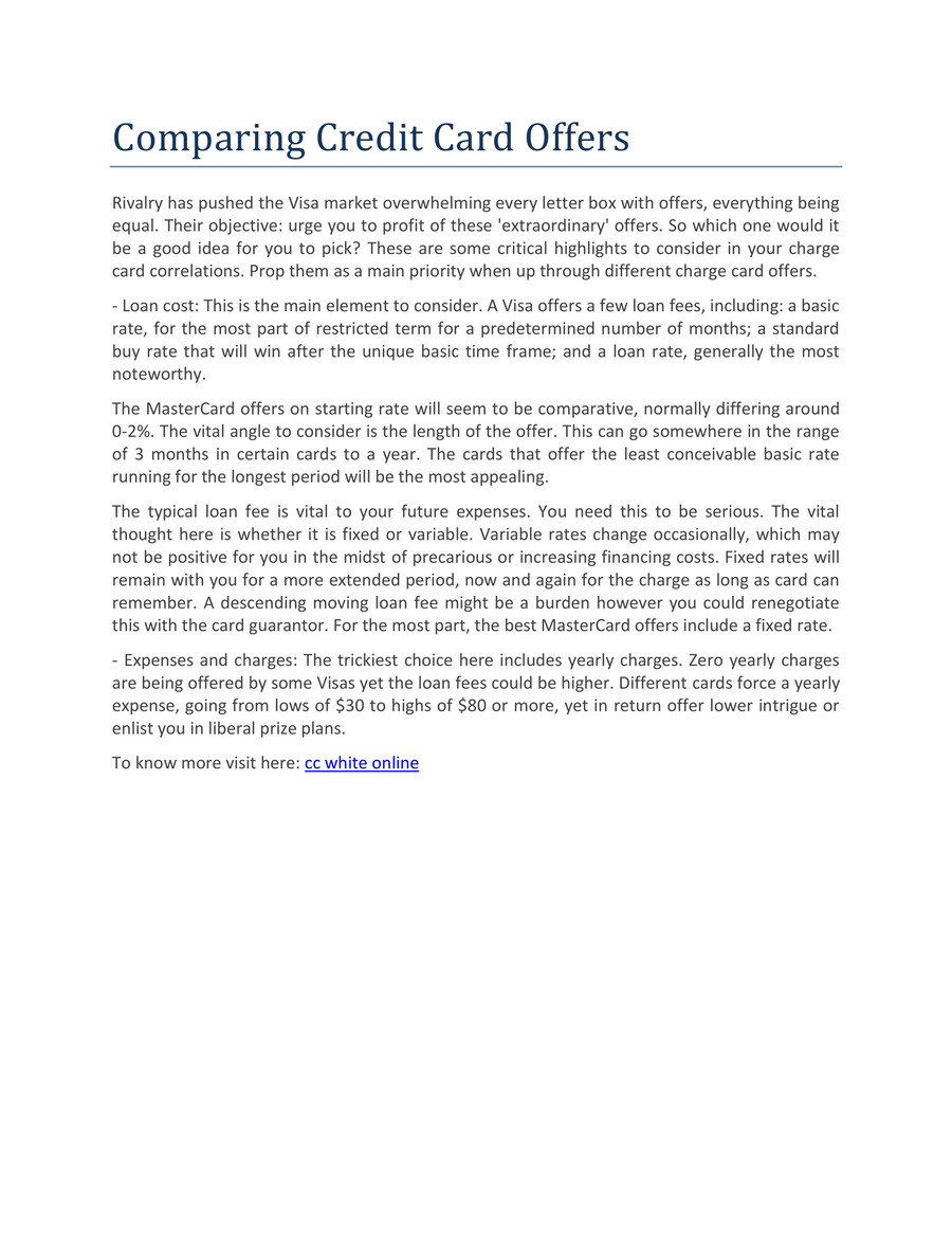 COMPARING CREDIT CARD OFFERS by Unicc Shop Flipsnack