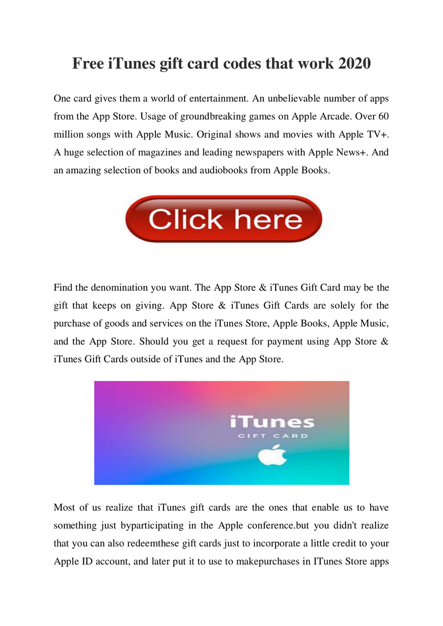 Free Itunes Gift Card Codes That Work 2020 By Itunescodes Flipsnack