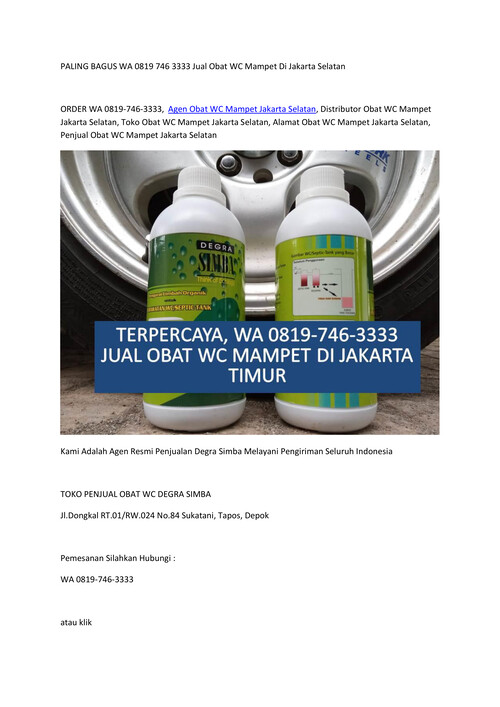 PALING BAGUS WA 0819 746 3333 Jual Obat WC Mampet Di Jakarta