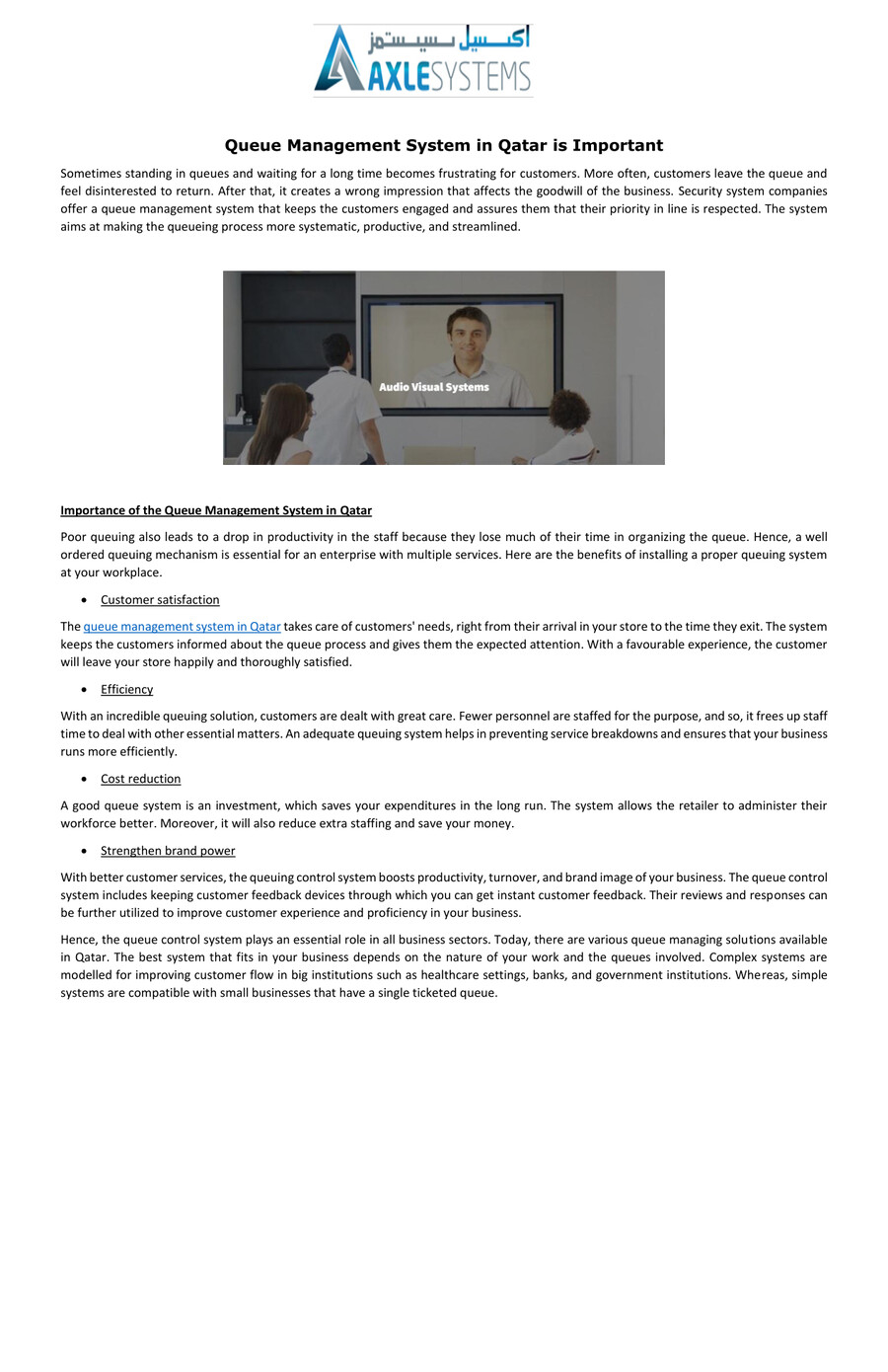 Queue Management System in Qatar is Important by axlesys - Flipsnack