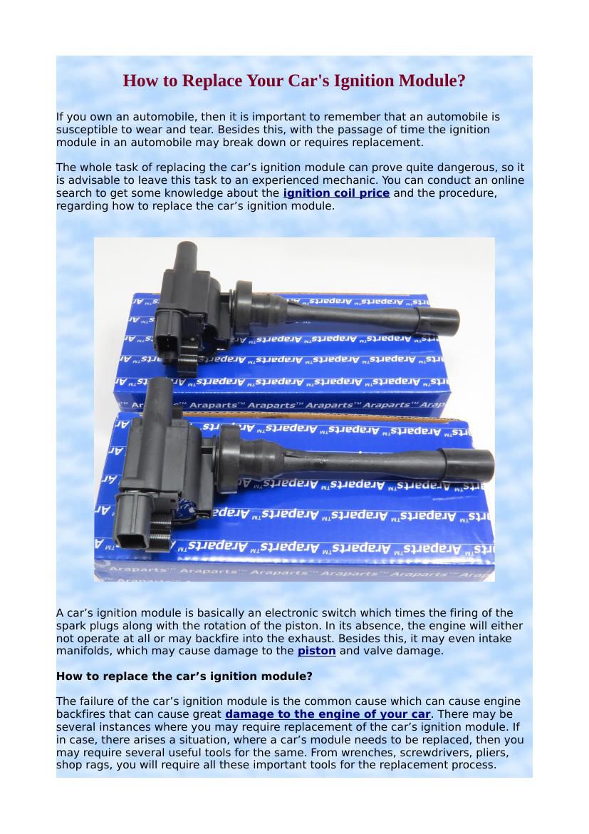 How to Replace Your Car's Ignition Module? by Stephen Dixon Flipsnack
