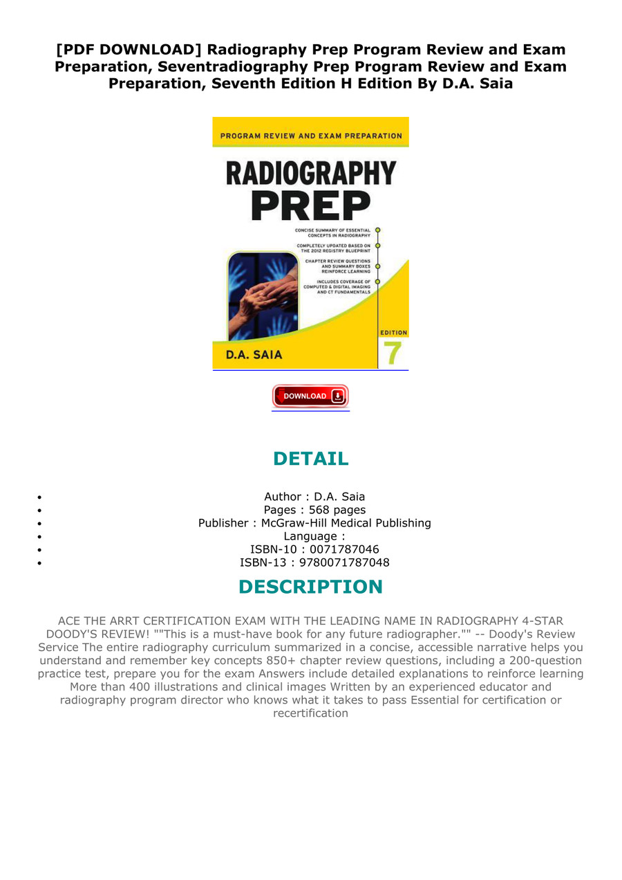 [PDF DOWNLOAD] Radiography Prep Program Review and Exam Prep by