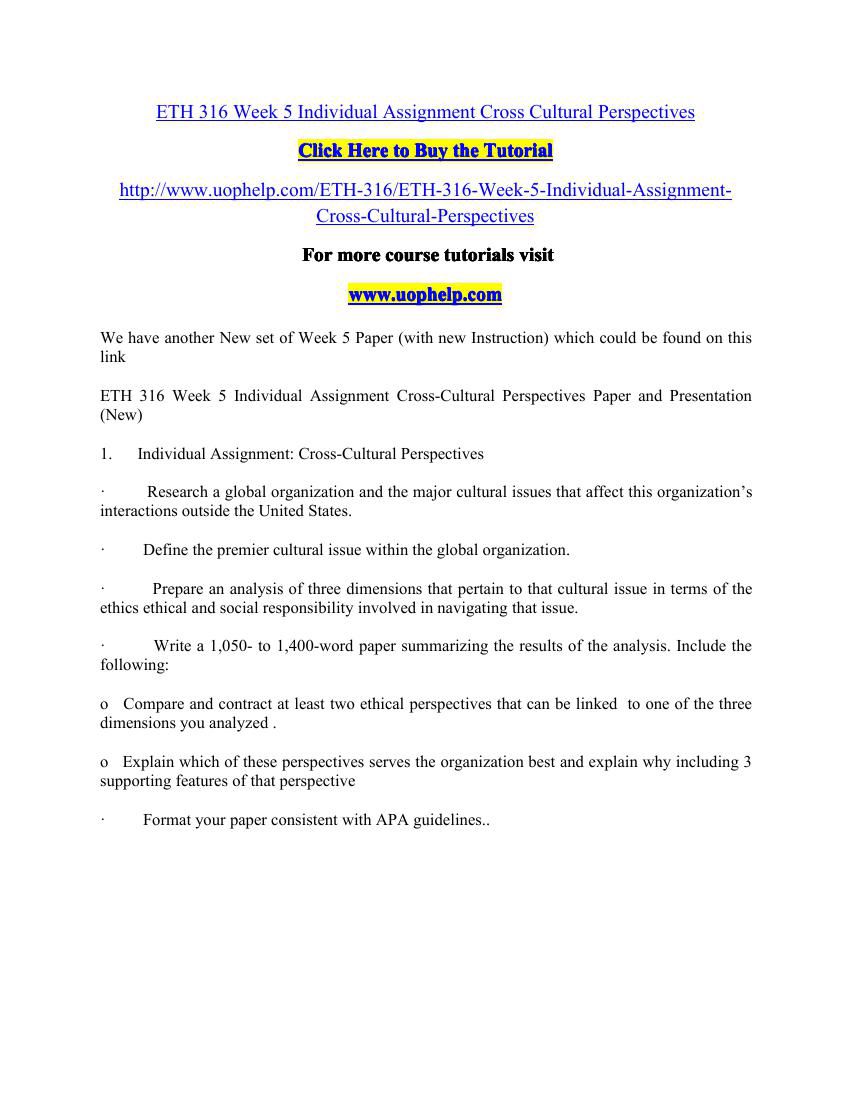 Cross cultural perspectives eth 316 essay example picture