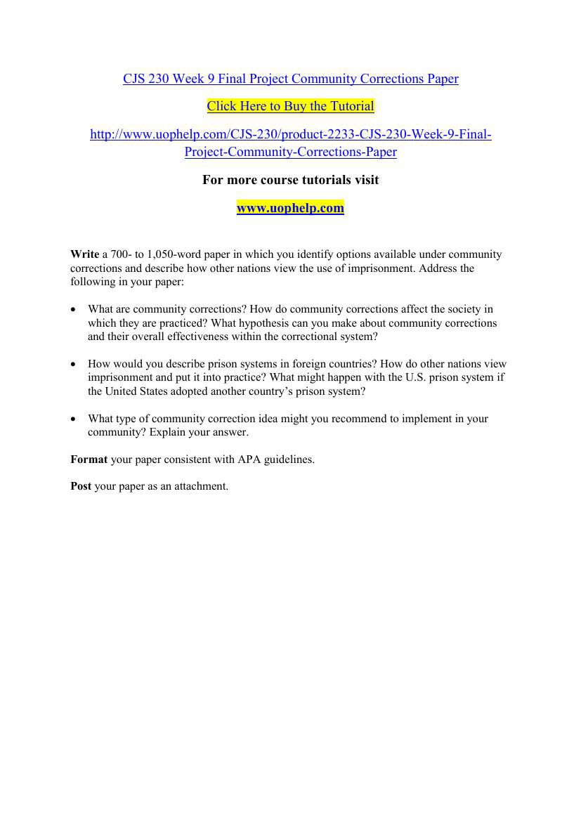 Community corrections essay picture