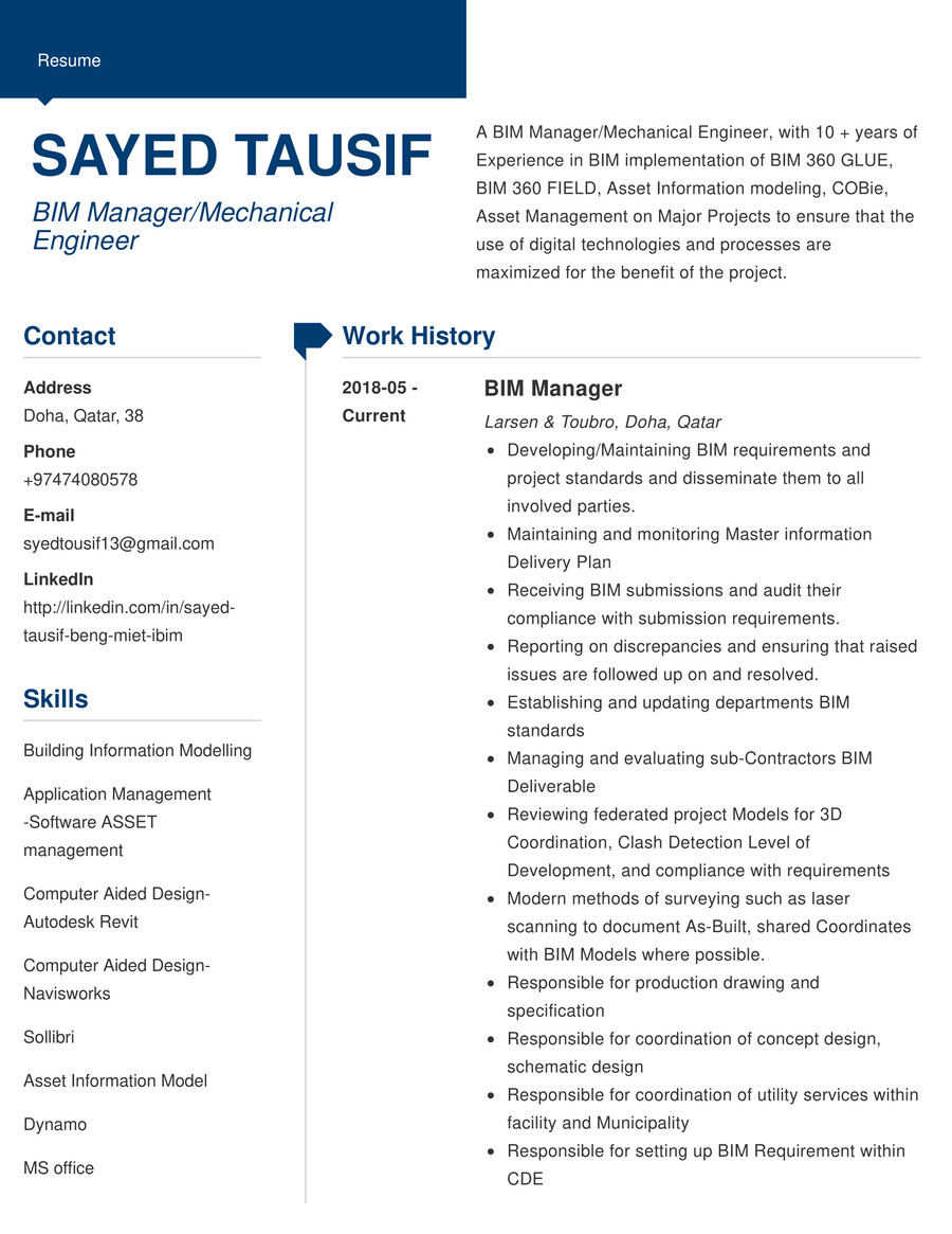 SAYED_TAUSIF_BIM Manager_Cv by Syed Tousif - Flipsnack