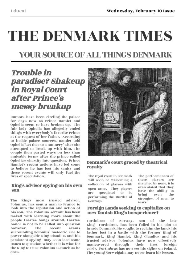 Hamlet Newspaper Project by Austin Brown Flipsnack