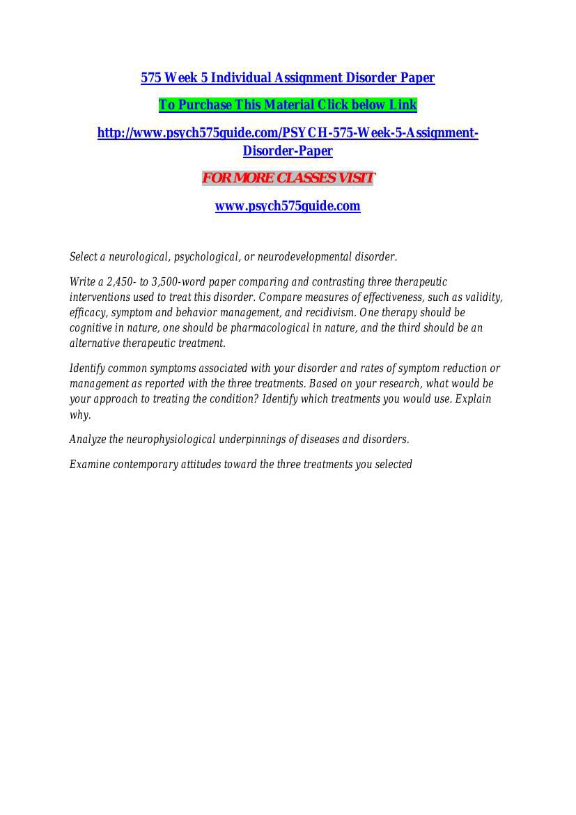 Psychological disorders assignment picture