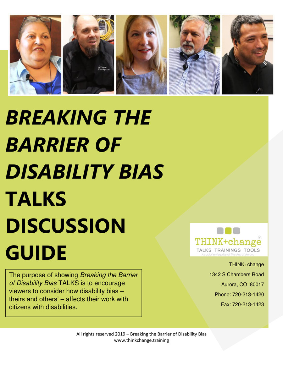Breaking the Barrier of Disability TALKS Discussion Guide by The Arc of ...
