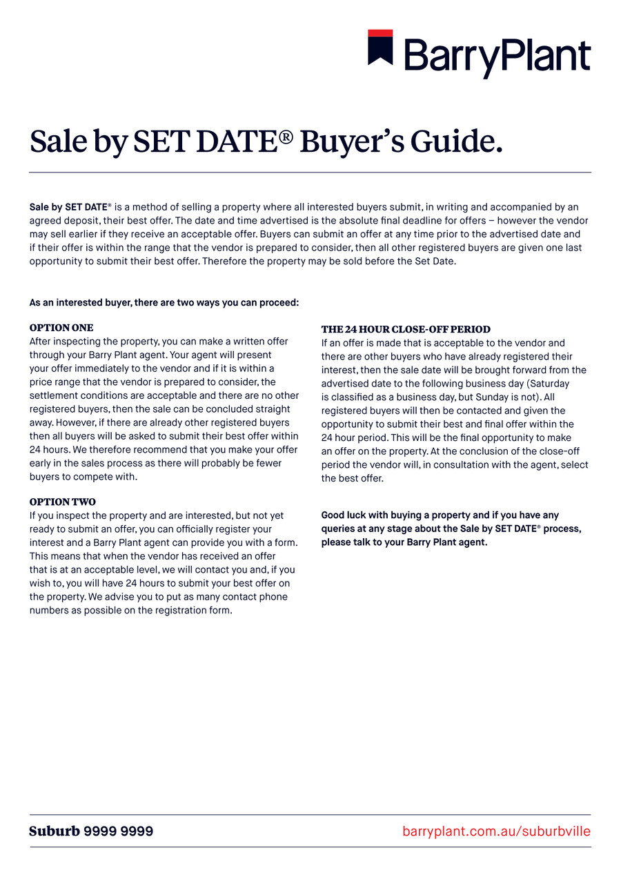 Sale by SET DATE Buyers Guide by Barry Plant Flipsnack