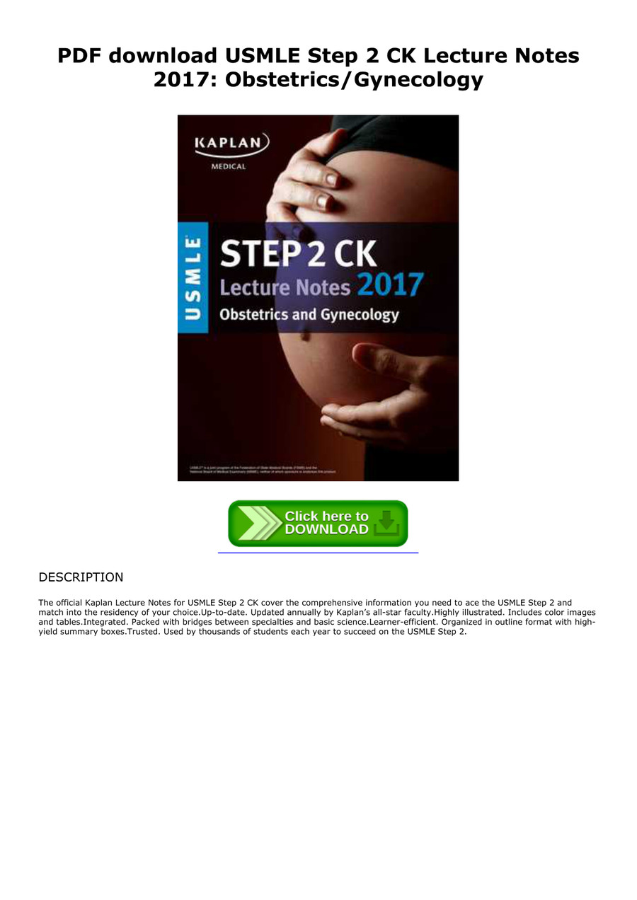Pdf Download Usmle Step 2 Ck Lecture Notes 2017 Obstetrics By