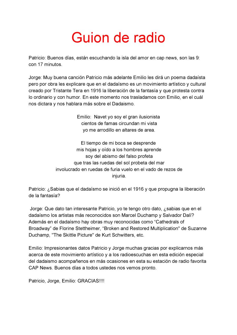 Guión de radio by Patriciovaldes Flipsnack