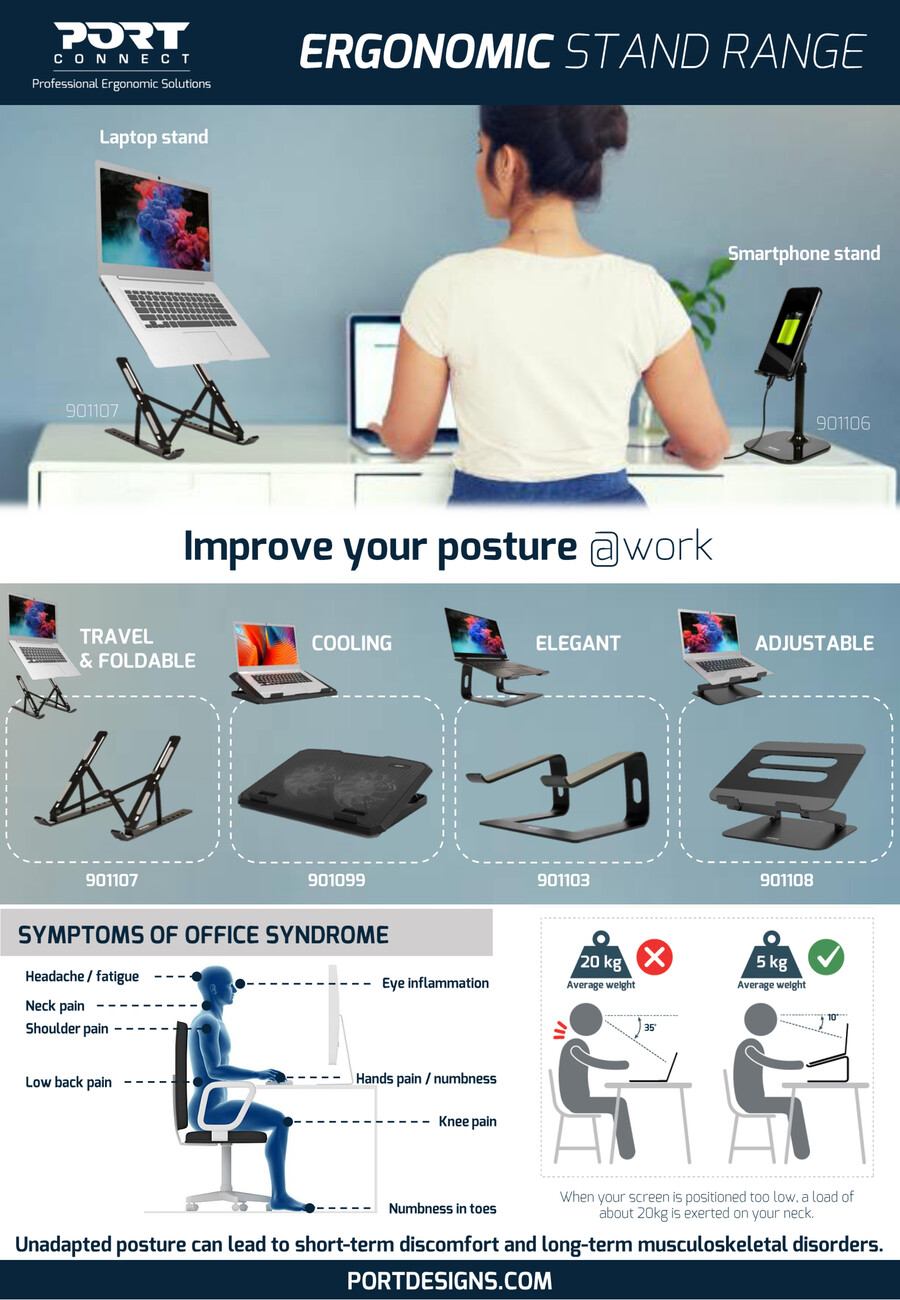 Ergonomic laptop stand range brochure by PORT DESIGNS Flipsnack