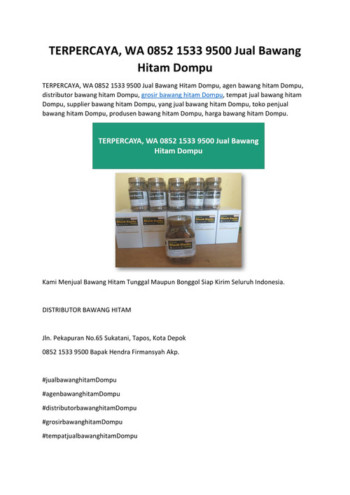 TERPERCAYA, WA 0852 1533 9500 Jual Bawang Hitam Dompu