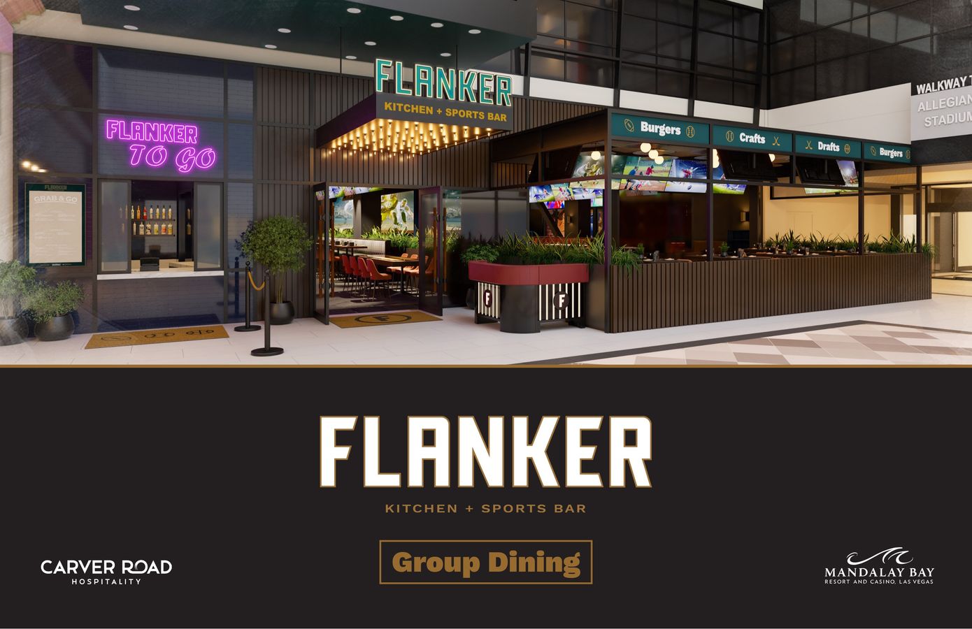 Flanker Kitchen + Sports Bar Group Dining Deck Las Vegas by CRH