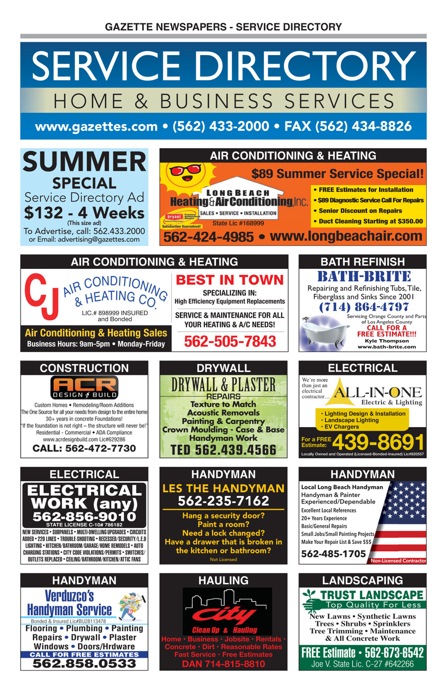 Service Directory | August 6, 2020 by Grunion Gazette - Flipsnack