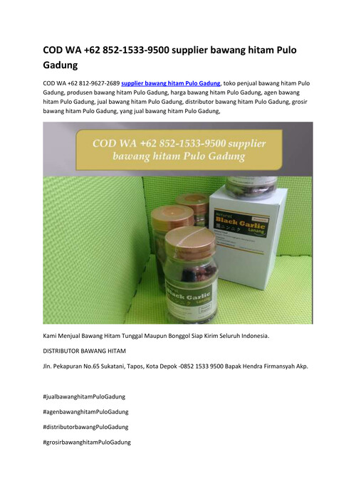 COD WA +62 852-1533-9500 supplier bawang hitam Pulo Gadung